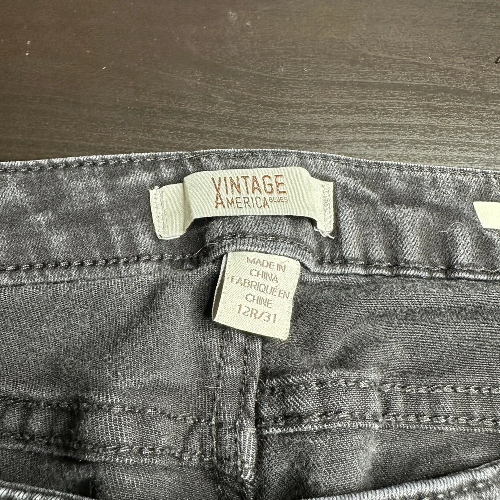 Vintage America Blues Boho Skinny Jeans Womens 12R Waist 31 Black
